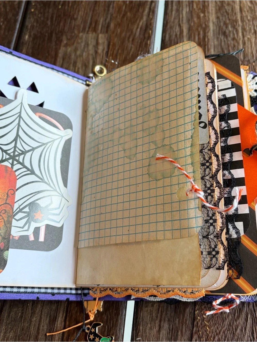 Halloween Junk Journal Small Handmade Decorated 3 Sig Witch Pumpkin Black Cat